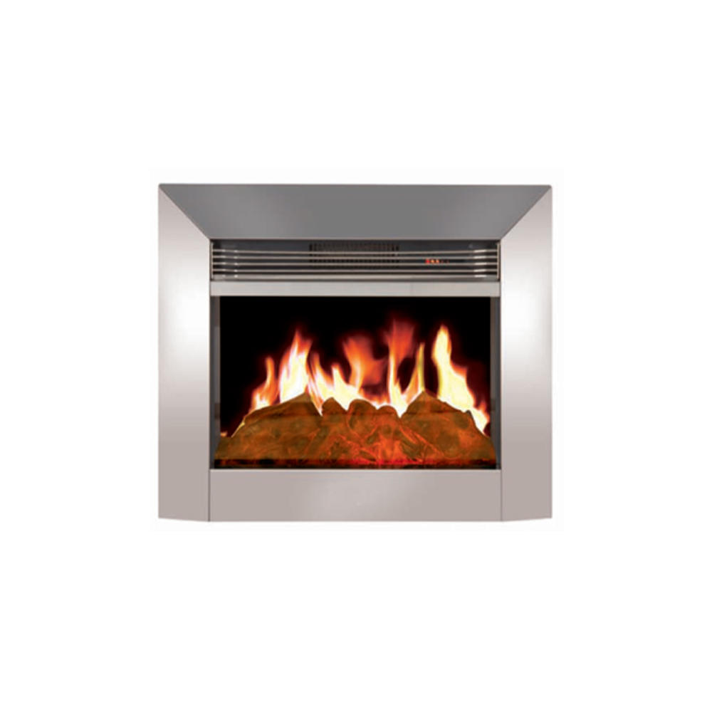 Silver Simulated Built-in Electric Fireplace With Remote Control And Heating Function