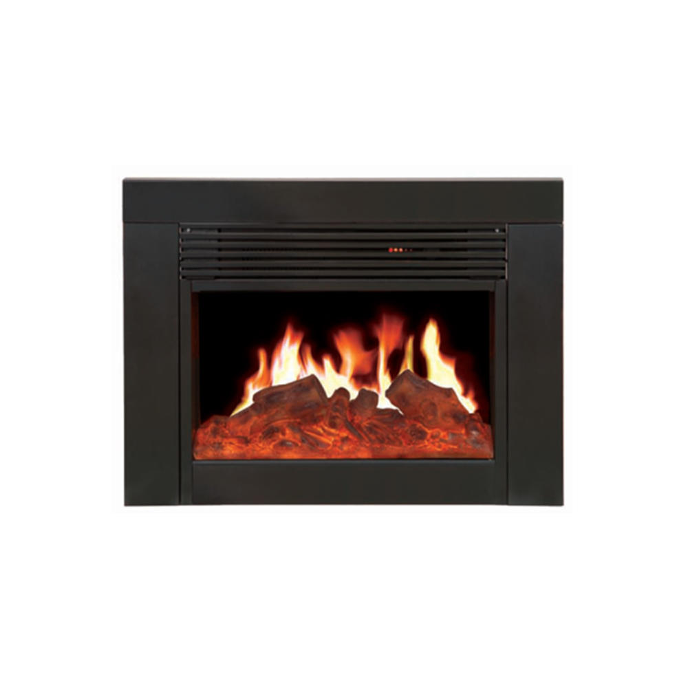 Black Three-sided Frame Simulates An Embedded Electric Fireplace