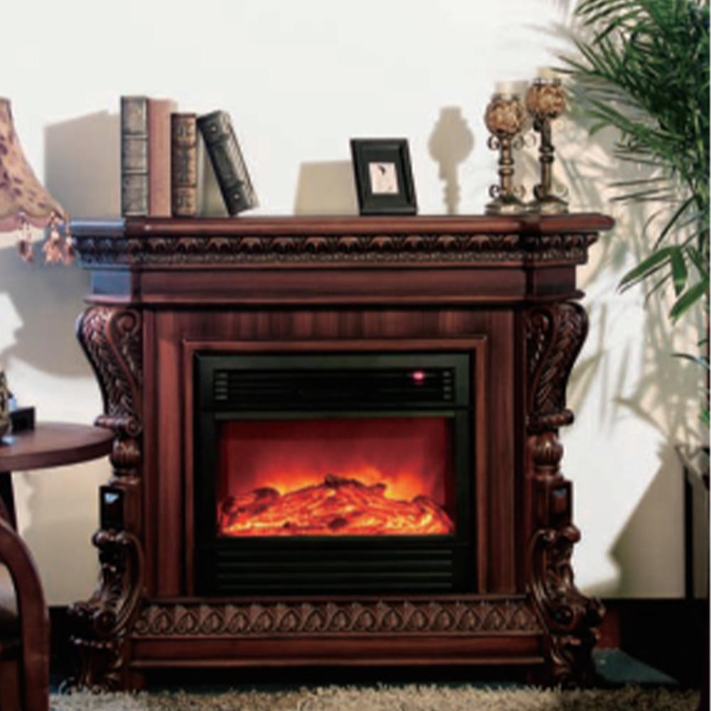 Wood Fireplace Mantel， Red Freestanding Electric Fireplace