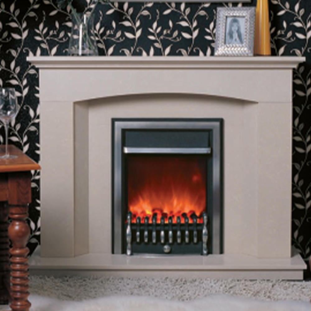 Freestanding Fireplace with Natural Marble Mantel