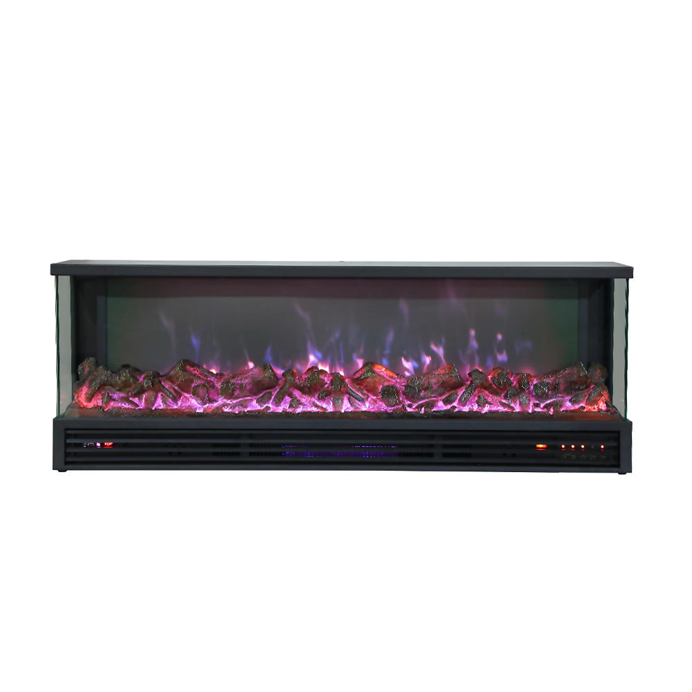 Ornamental Colorful Built-in Fireplace On Three Sides