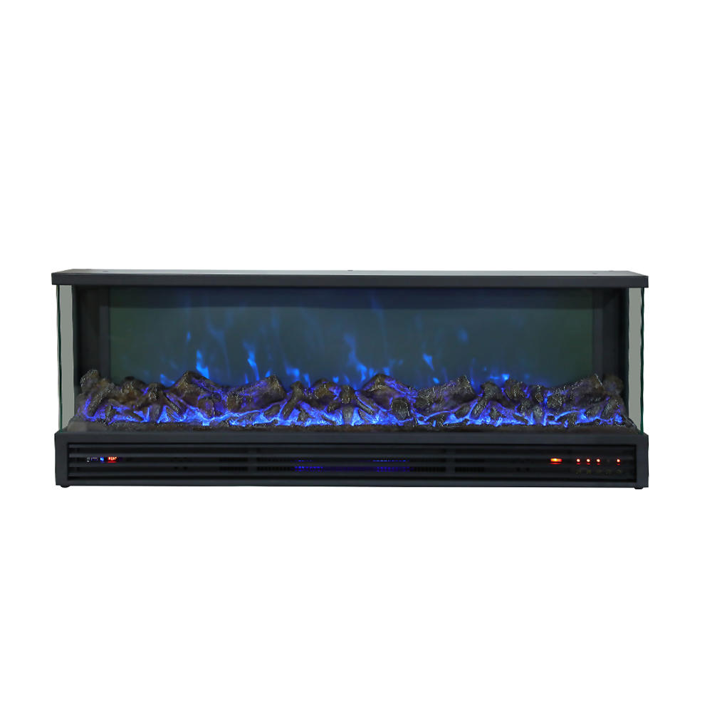 Ornamental Colorful Built-in Fireplace On Three Sides