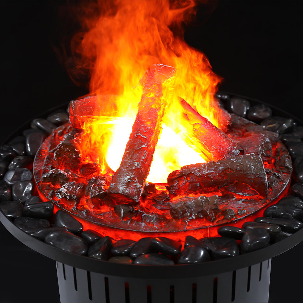 500mm Monochrome Round Water Vapor Fireplace With Carbon 3D Flame